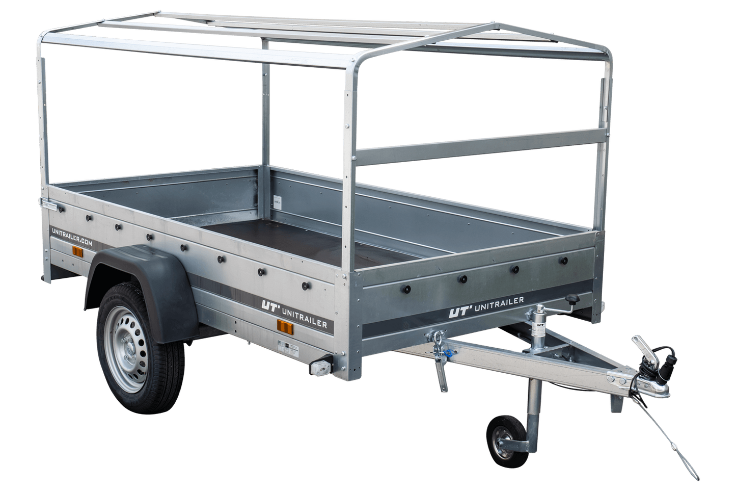 Remorque routière avec bâche haute, arceau H-800 et roue jockey 230x125 Garden Trailer 230 KIPP