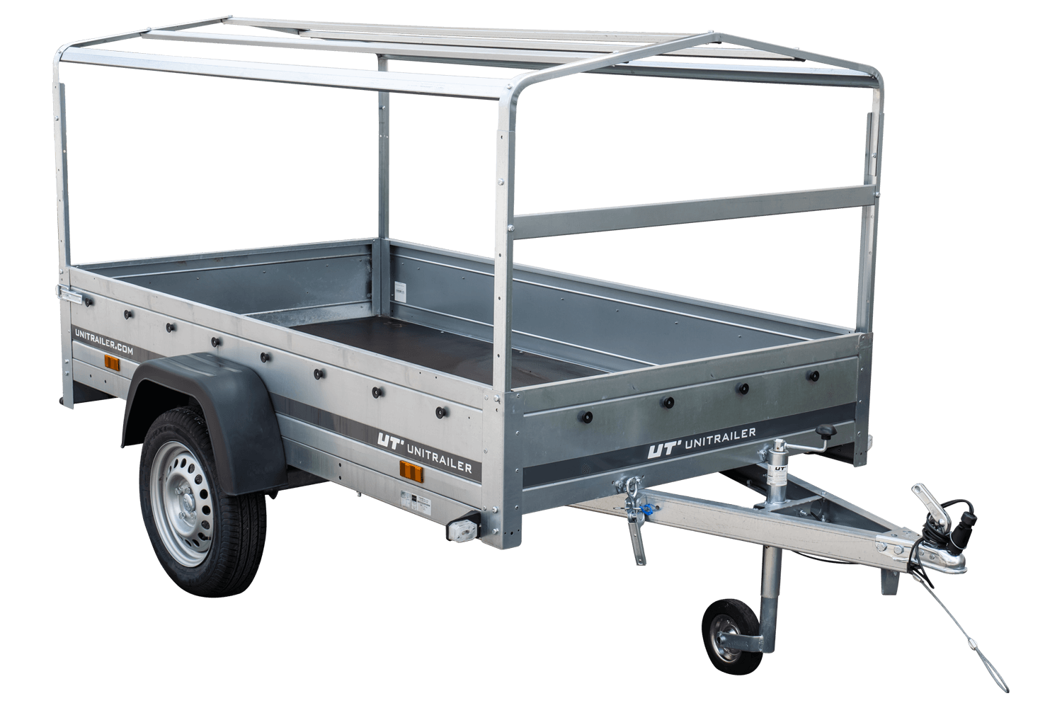 Remorque routière avec bâche haute, arceau H-800 et roue jockey 230x125 Garden Trailer 230 KIPP