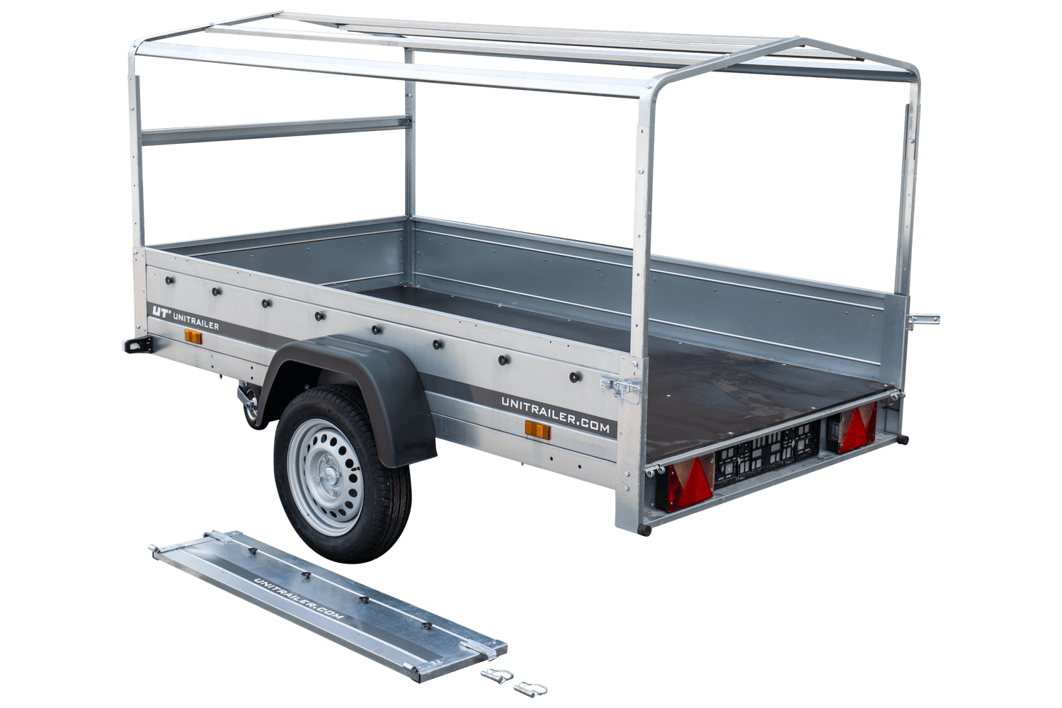 Remorque routière avec bâche haute, arceau H-800 et roue jockey 230x125 Garden Trailer 230 KIPP