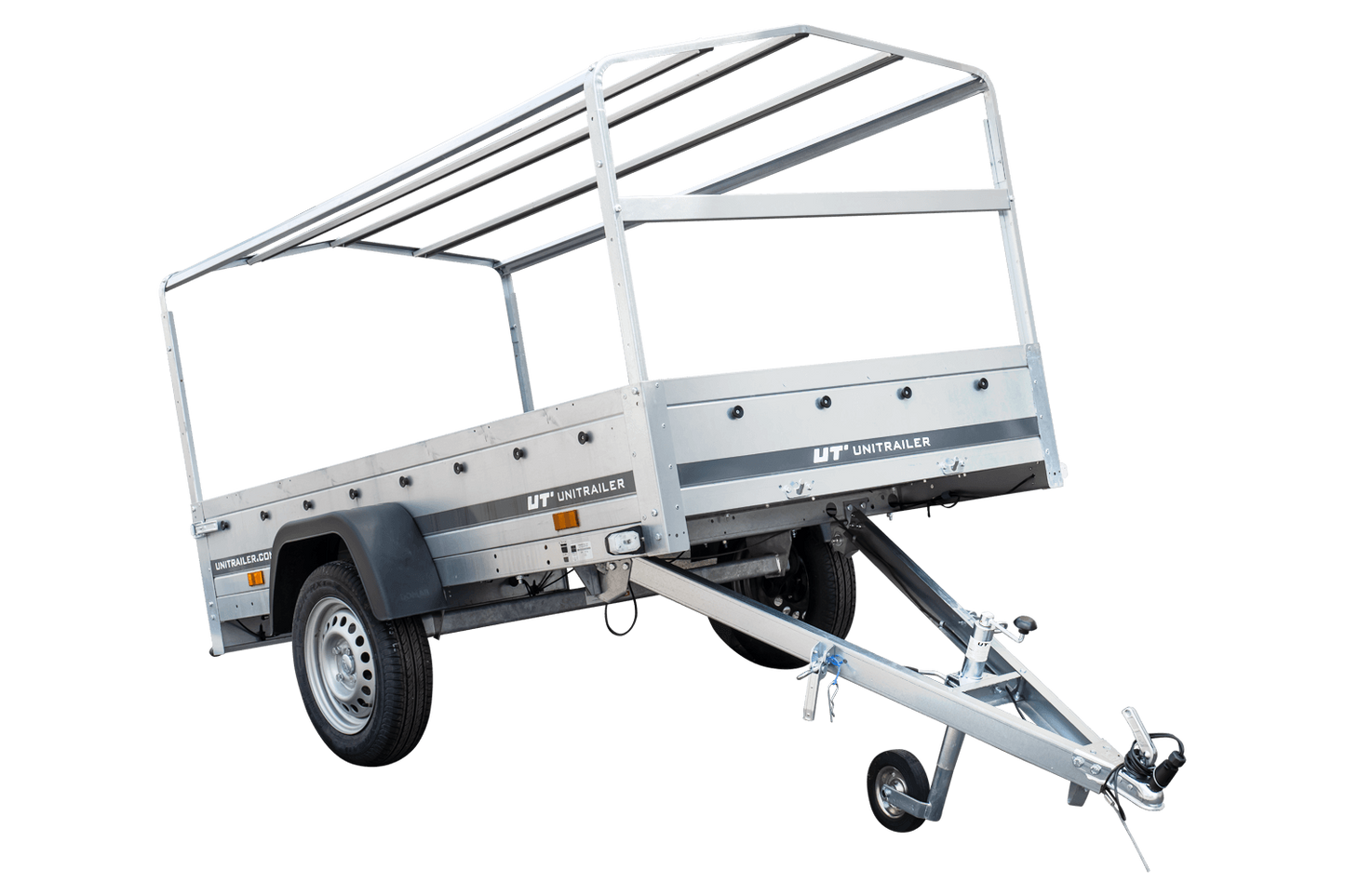 Remorque routière avec bâche haute, arceau H-800 et roue jockey 230x125 Garden Trailer 230 KIPP