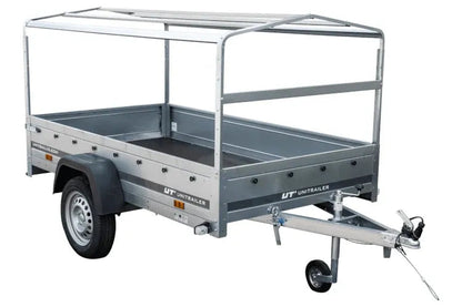 Remorque routière avec bâche haute bleue, arceau H-800 et roue jockey 230x125 Garden Trailer 230 KIPP
