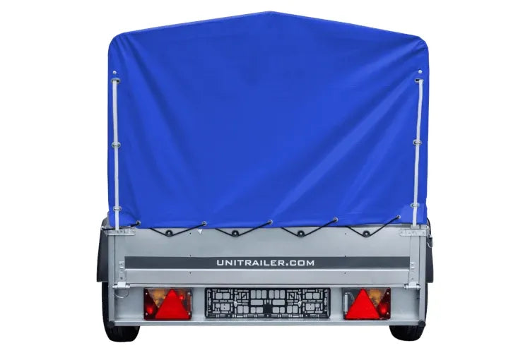 Remorque routière avec bâche haute bleue, arceau H-800 et roue jockey 230x125 Garden Trailer 230 KIPP
