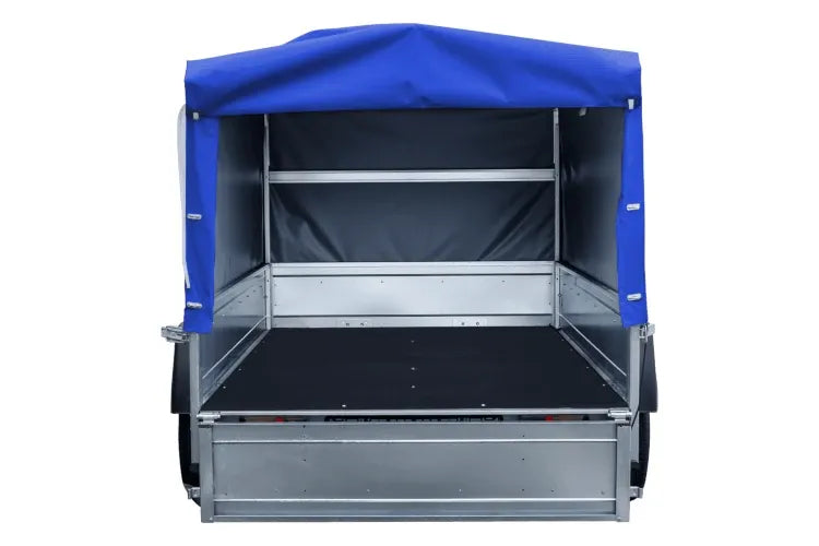 Remorque routière avec bâche haute bleue, arceau H-800 et roue jockey 230x125 Garden Trailer 230 KIPP